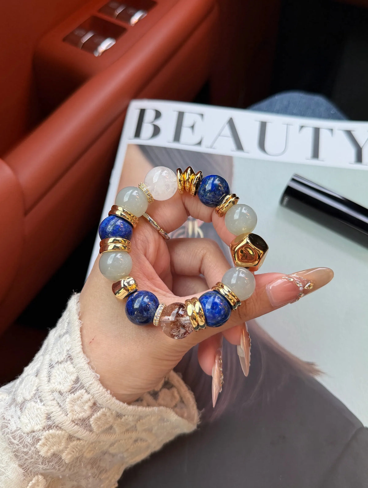 Blue Porcelain Lapis Lazuli Bracelet