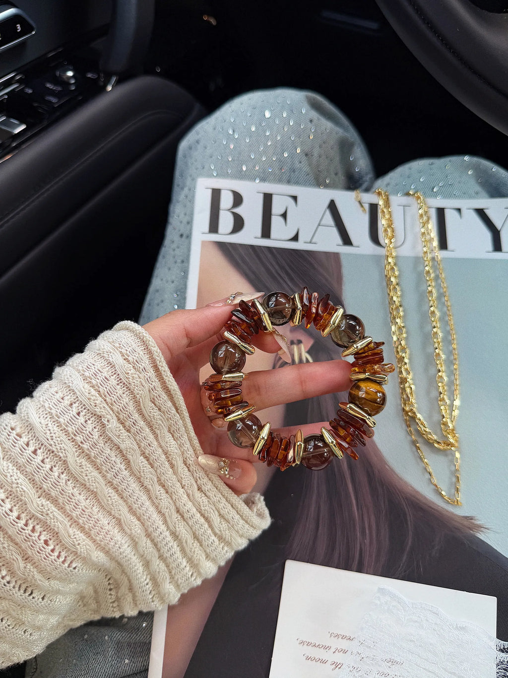 Amber Aura Vintage Crystal Bracelet