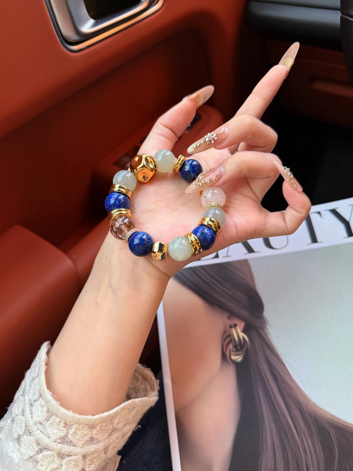 Blue Porcelain Lapis Lazuli Bracelet