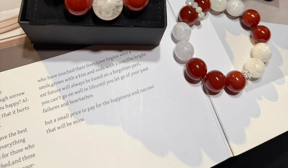 Cherry Red Agate Phantom Quartz Bracelet