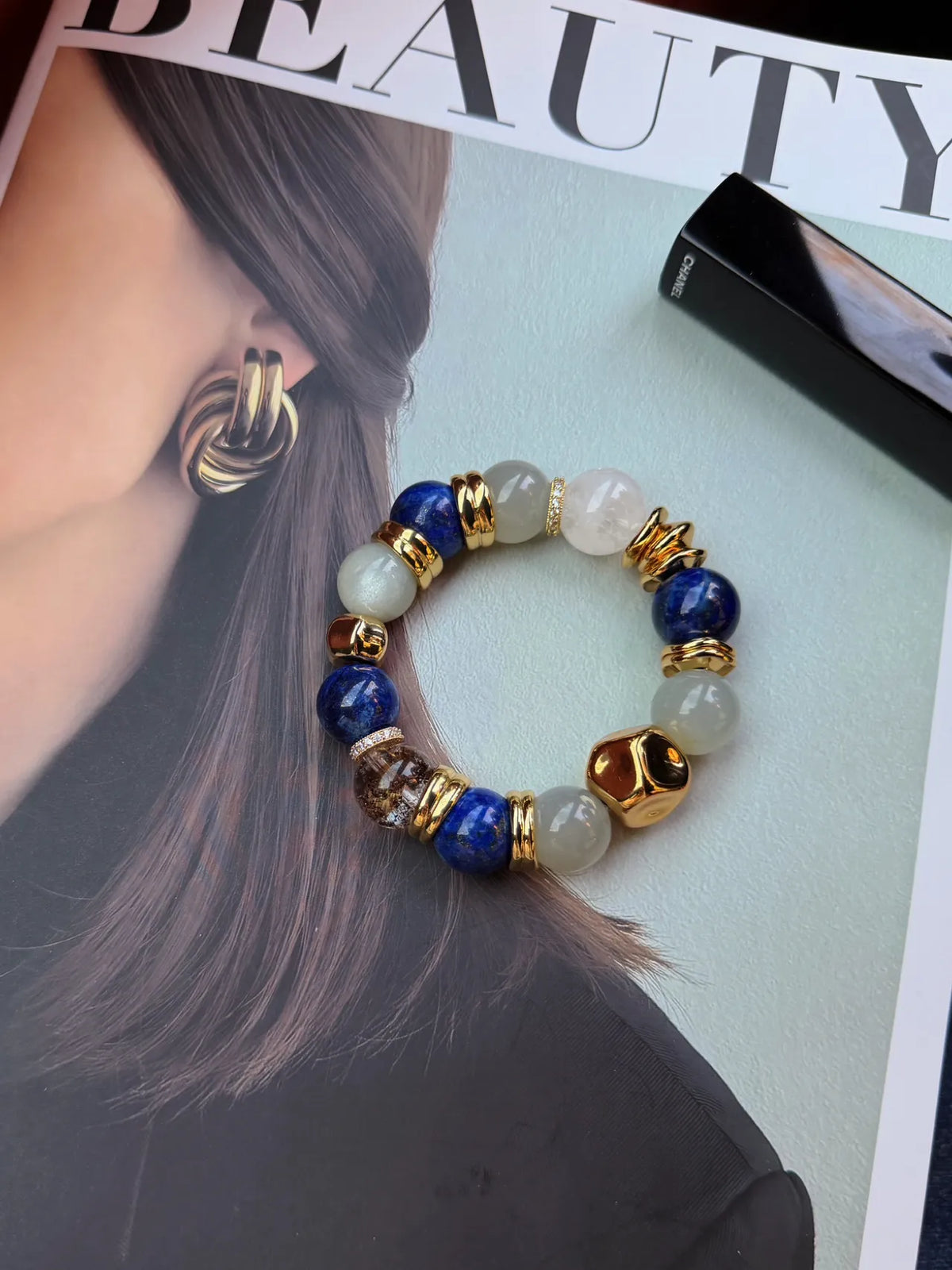 Blue Porcelain Lapis Lazuli Bracelet