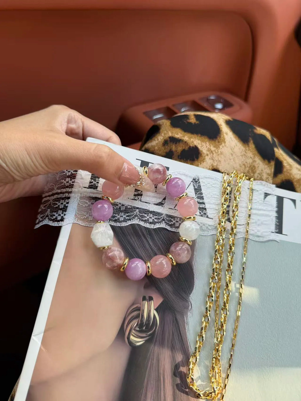 Twilight Peach Pink Crystal Bracelet