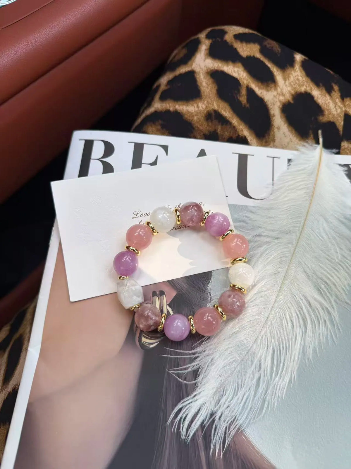 Twilight Peach Pink Crystal Bracelet