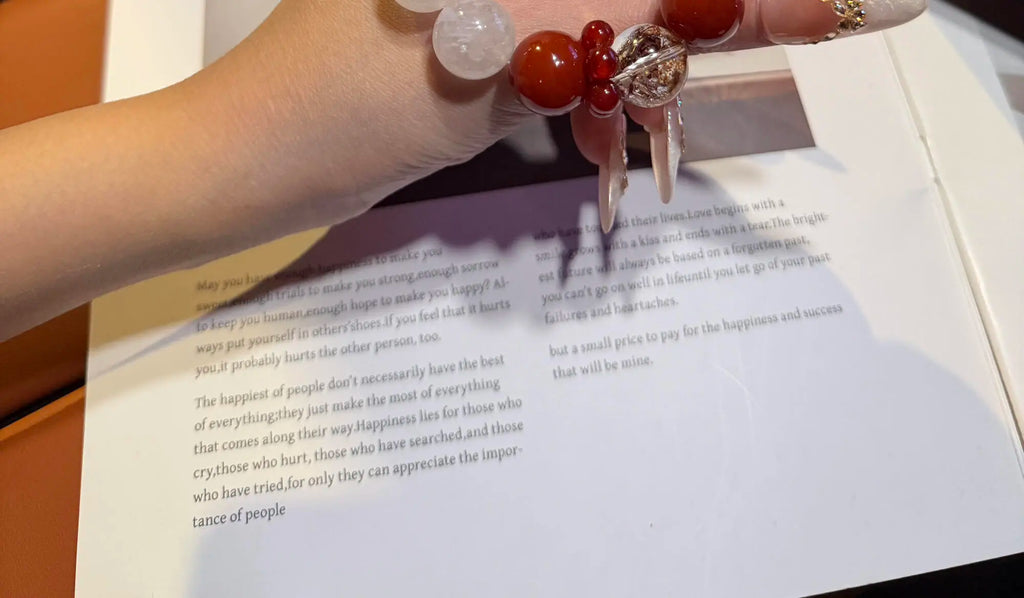 Cherry Red Agate Phantom Quartz Bracelet