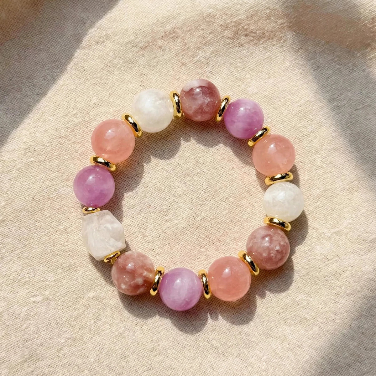 Twilight Peach Pink Crystal Bracelet