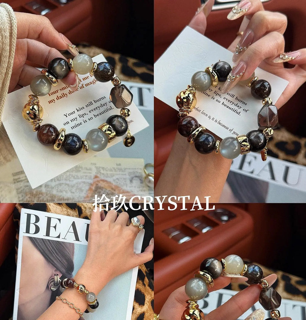 Dark Knight Silver Moonstone Bracelet