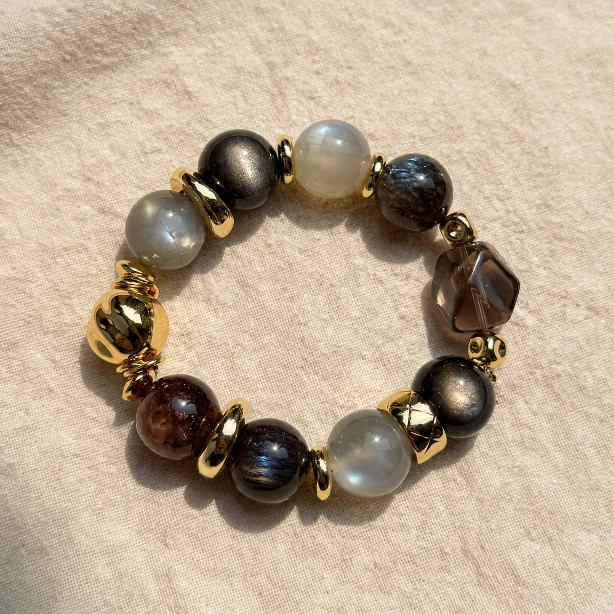 Dark Knight Silver Moonstone Bracelet