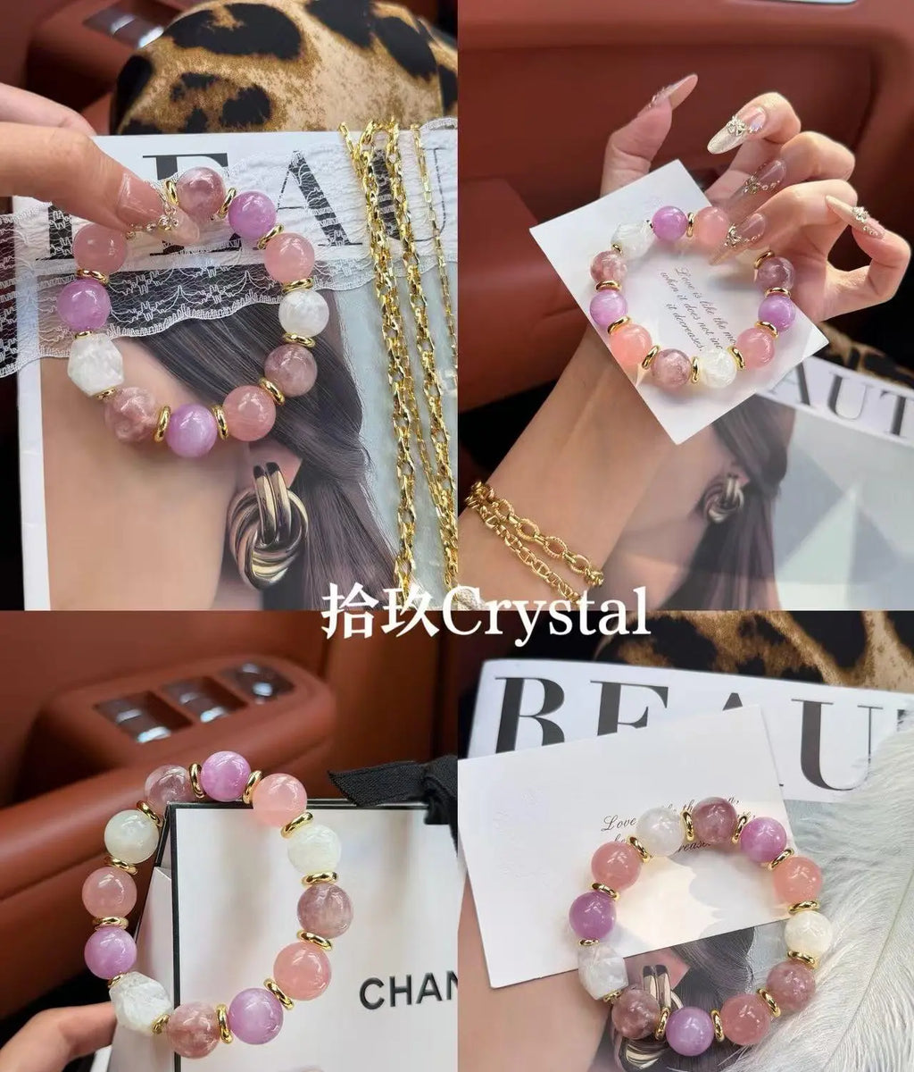 Twilight Peach Pink Crystal Bracelet