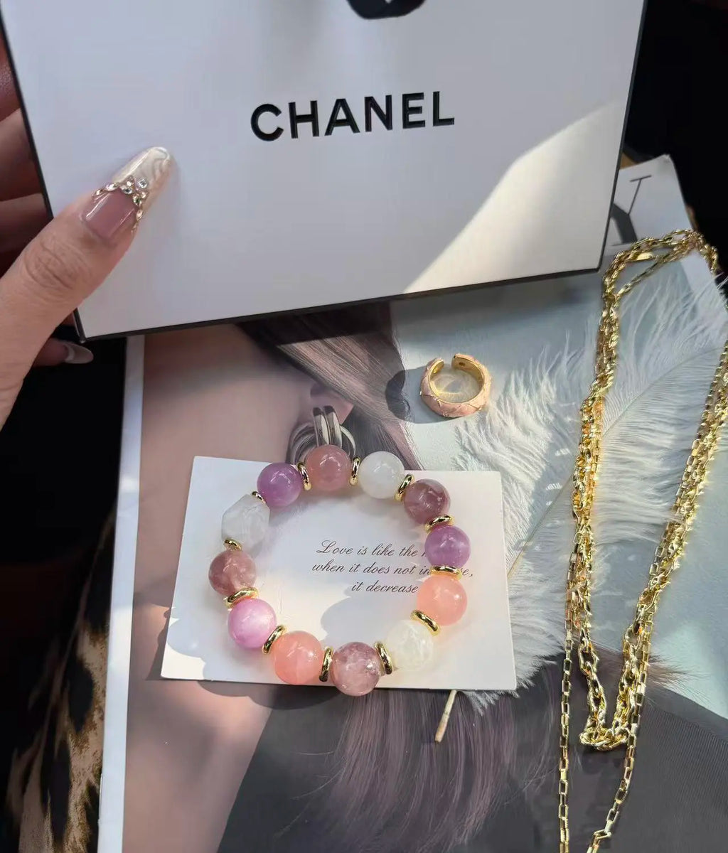 Twilight Peach Pink Crystal Bracelet