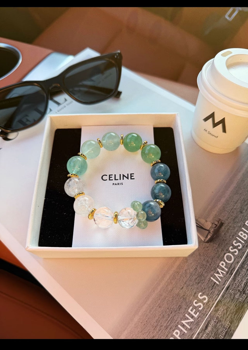 Early Summer Prelude Green Fluorite Strawberry Quartz Bracelet