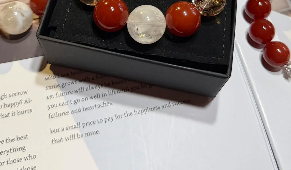 Cherry Red Agate Phantom Quartz Bracelet