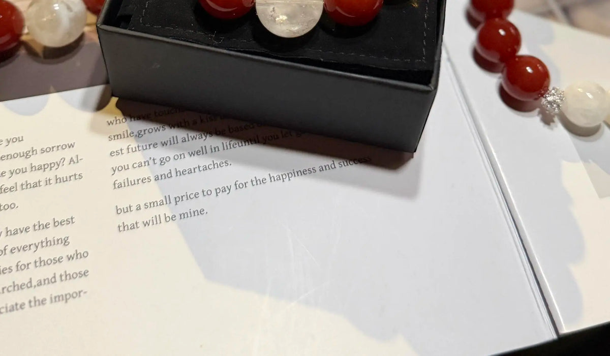 Cherry Red Agate Phantom Quartz Bracelet