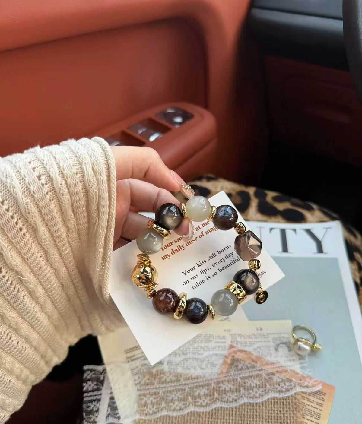 Dark Knight Silver Moonstone Bracelet