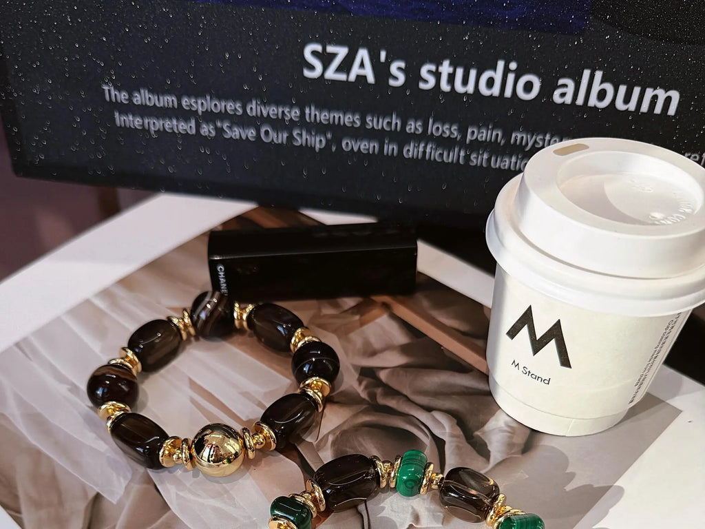 Clear Mist Malachite Smoky Quartz Bracelet