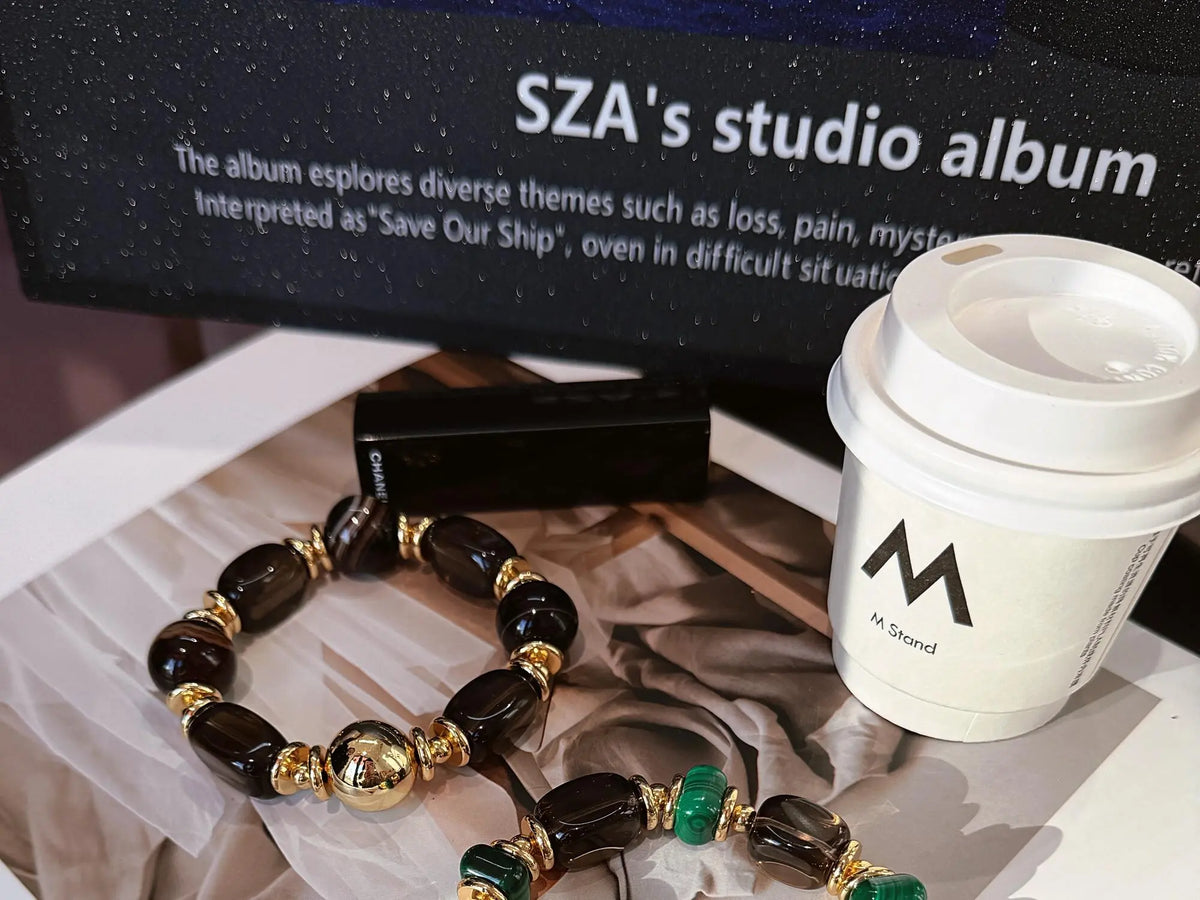Clear Mist Malachite Smoky Quartz Bracelet
