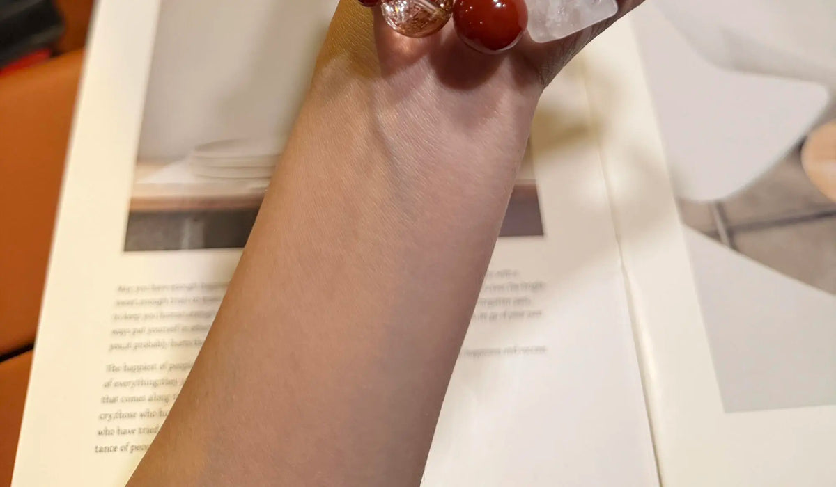 Cherry Red Agate Phantom Quartz Bracelet