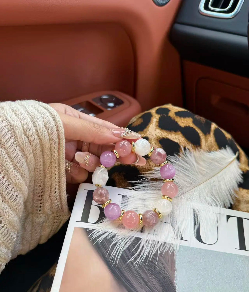 Twilight Peach Pink Crystal Bracelet
