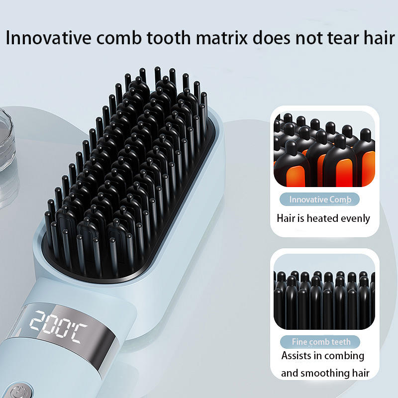 Long-Handle Heated Straightening Brush
